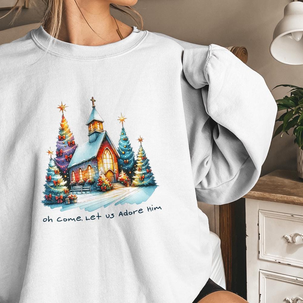 Oh Come Let Us Adore Him Png, Jesus Christmas PNG - 300 DPI Design for