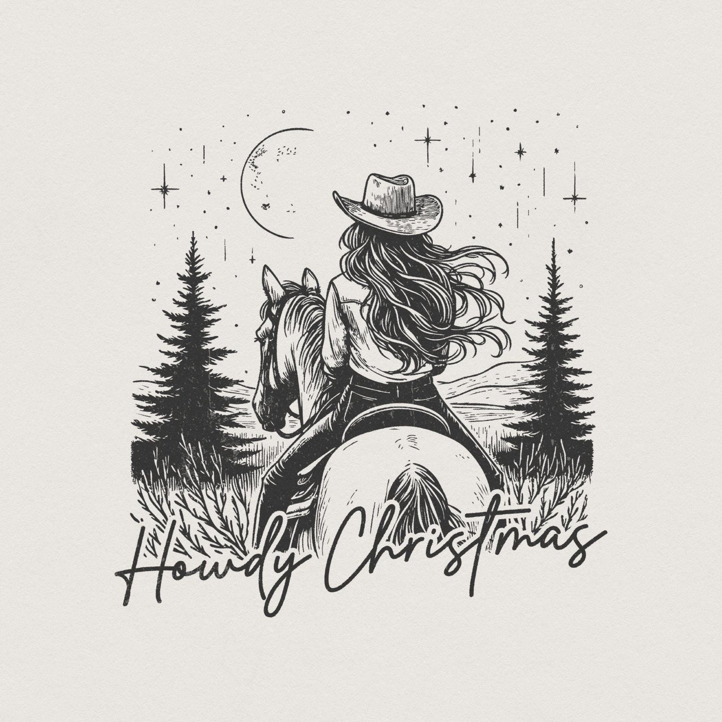 Howdy Christmas PNG, Cowgirl Christmas PNG - 300 DPI Design for T-Shirt