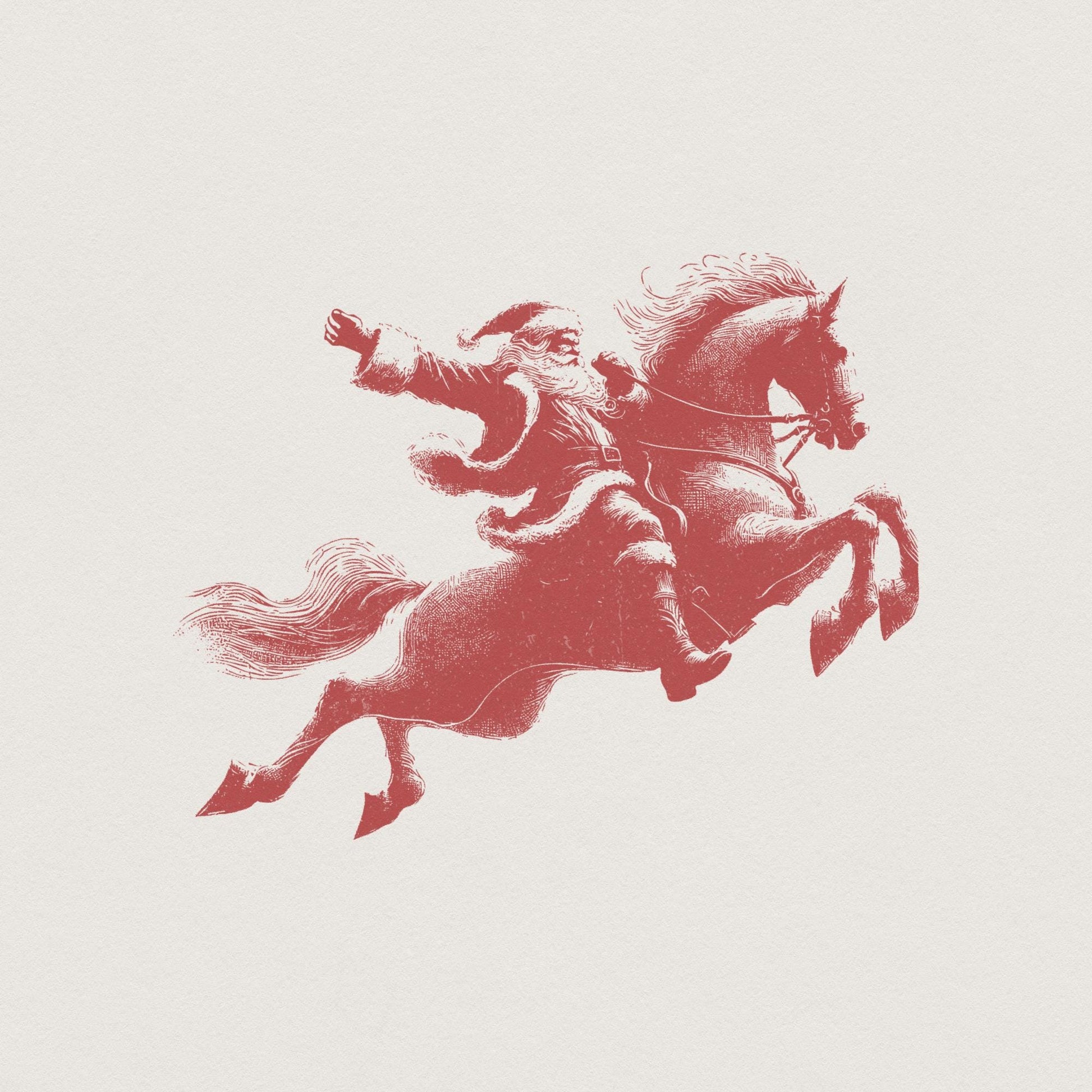 Santa Riding Horse PNG Digital Download, Western Christmas Design - 300