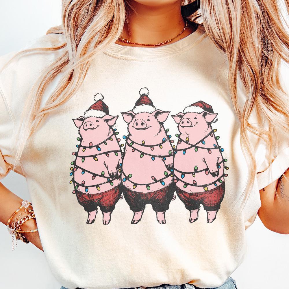 Christmas Pig Png, Merry Christmas PNG - 300 DPI Design for T-Shirt
