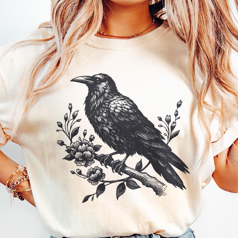 Crow Clipart PNG, Gothic Art Illustration - 300 DPI Design for T-Shirt