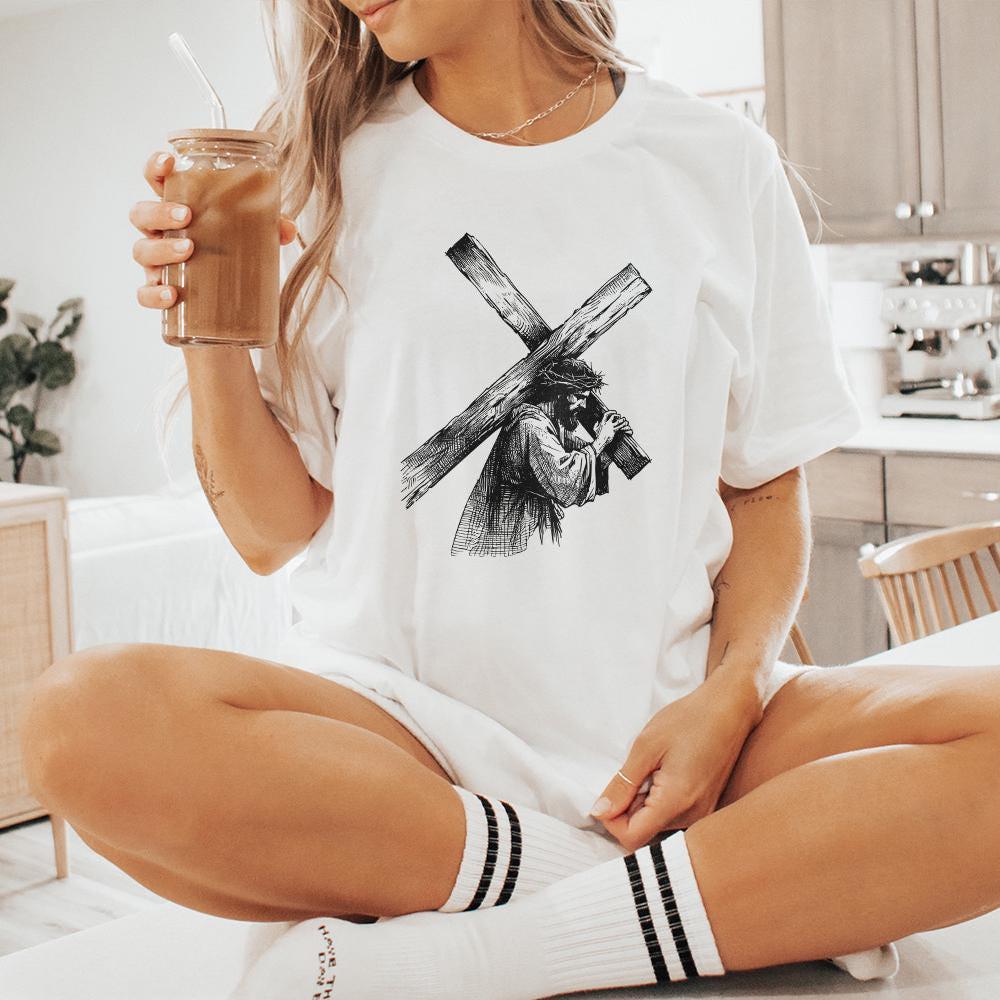 Jesus Carrying Cross PNG, Faith png - 300 DPI Design for T-Shirt