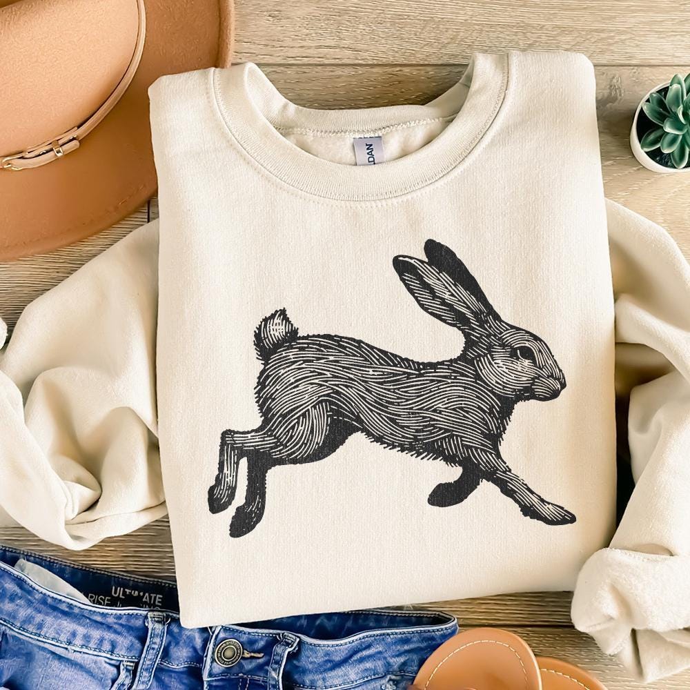 Cute Bunny Sillhouette Png, Adult Easter Png - 300 DPI Design for T-Shirt