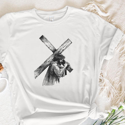 Jesus Carrying Cross PNG, Faith png - 300 DPI Design for T-Shirt