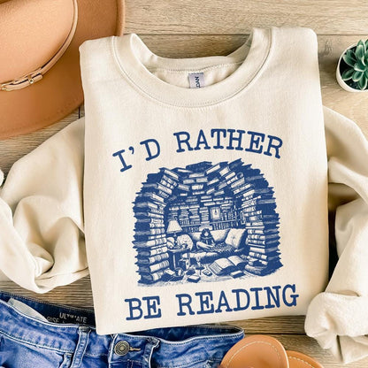 I'd Rather Be Reading png, Book Lover png PNG - 300 DPI Design for T-Shirt
