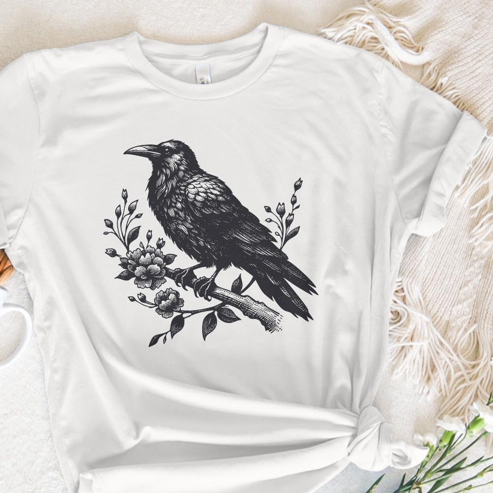 Crow Clipart PNG, Gothic Art Illustration - 300 DPI Design for T-Shirt