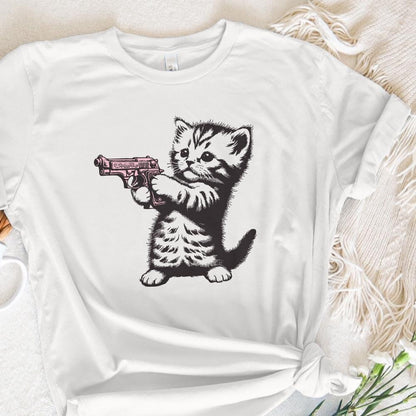 Cute Gun Cat png, Trending png Graphic - 300 DPI Design for T-Shirt