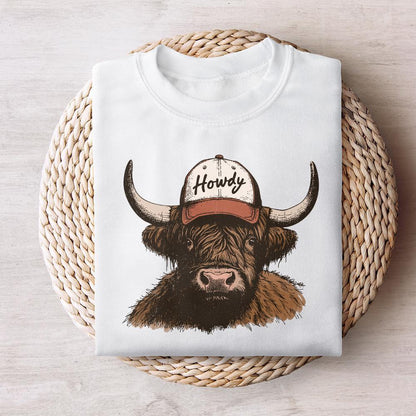 Howdy Western PNG, Highland Cow Design - 300 DPI Design for T-Shirt