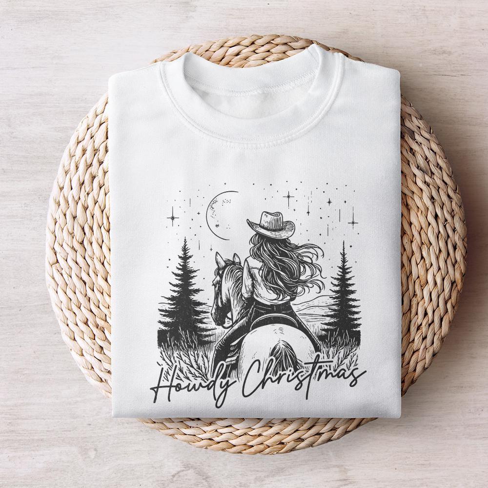 Howdy Christmas PNG, Cowgirl Christmas PNG - 300 DPI Design for T-Shirt