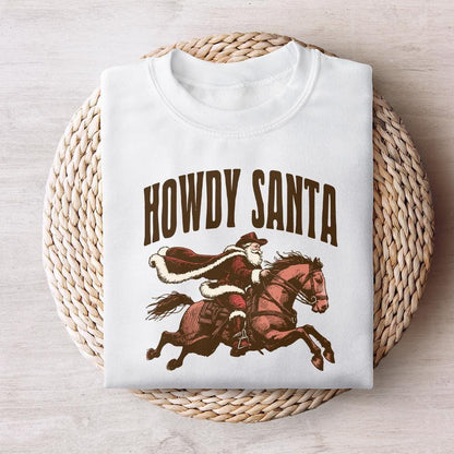 Howdy Santa PNG Digital Download, Western Christmas Design - 300 DPI