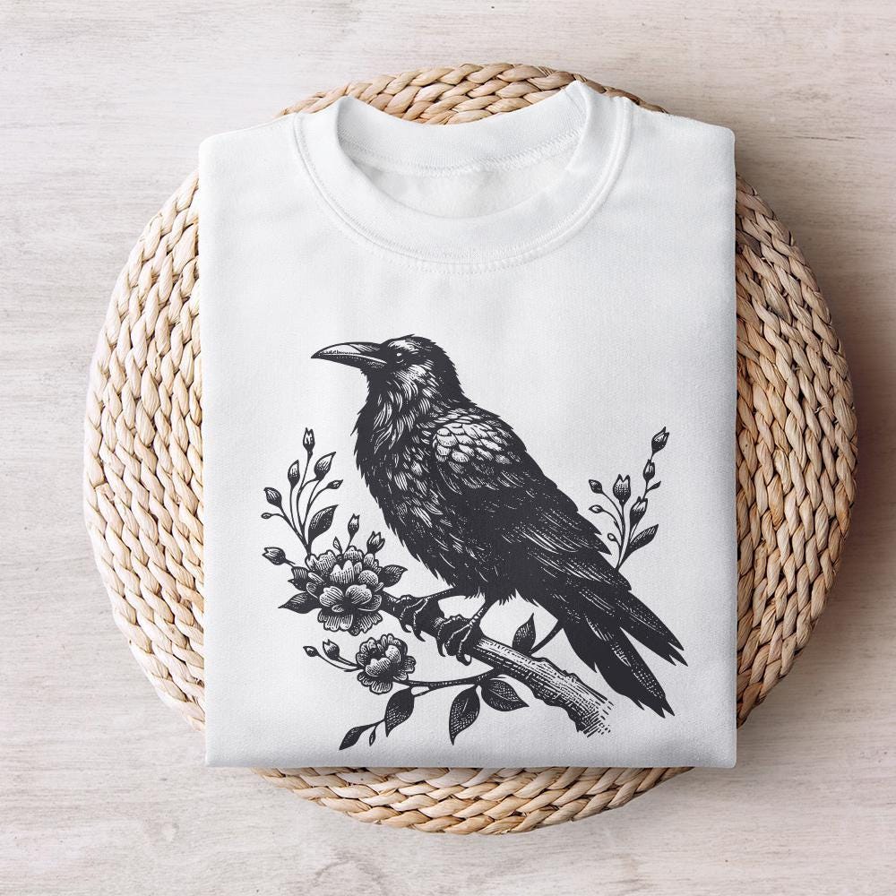 Crow Clipart PNG, Gothic Art Illustration - 300 DPI Design for T-Shirt