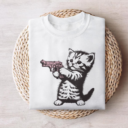 Cute Gun Cat png, Trending png Graphic - 300 DPI Design for T-Shirt