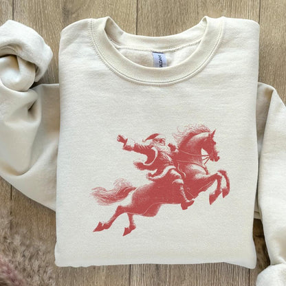 Santa Riding Horse PNG Digital Download, Western Christmas Design - 300