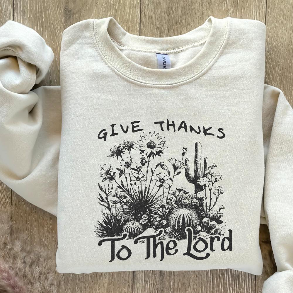 Give Thanks to Lord PNG, Fall Pumpkin Thanksgiving PNG - 300 DPI Design