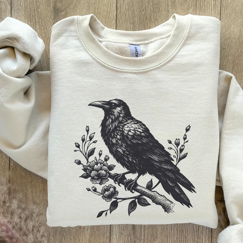 Crow Clipart PNG, Gothic Art Illustration - 300 DPI Design for T-Shirt