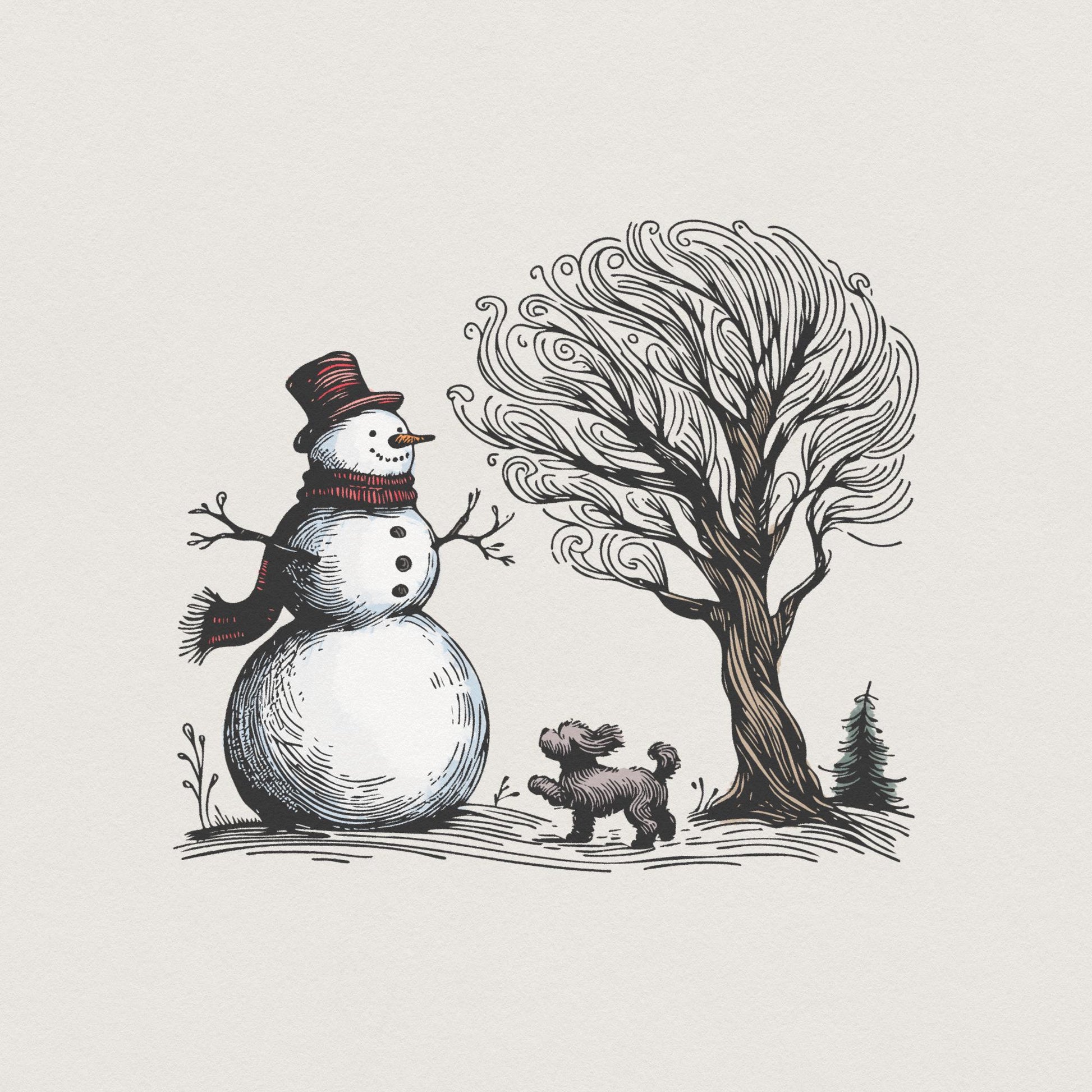 Christmas Snowman with Dog PNG, Snowman Shirt Design - 300 DPI Design for