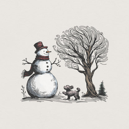 Christmas Snowman with Dog PNG, Snowman Shirt Design - 300 DPI Design for