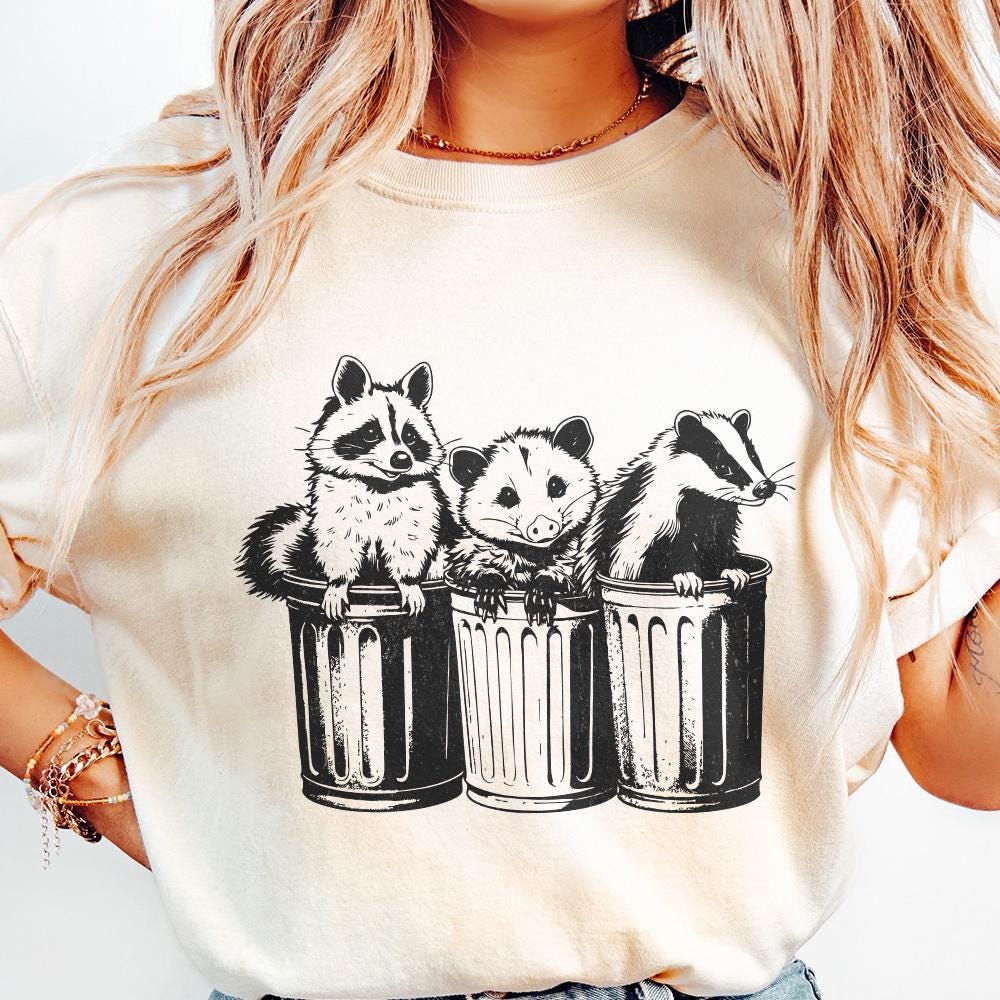 Raccoon in Trash Can PNG, Funny Trash Panda Clipart - 300 DPI Design for