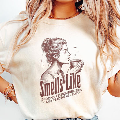 Smells like Reading Books PNG, Vintage Christmas Book Lover Design - 300