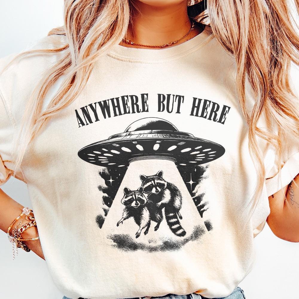 Raccoon and UFO PNG, Sarcastic Space PNG - 300 DPI Design for T-Shirt