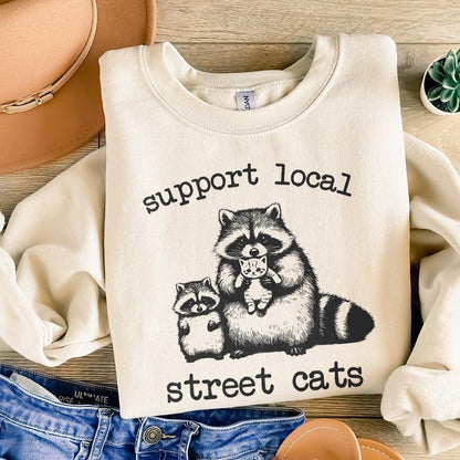 Support Your Local Street Cats Png, Funny Raccoon Png - 300 DPI Design