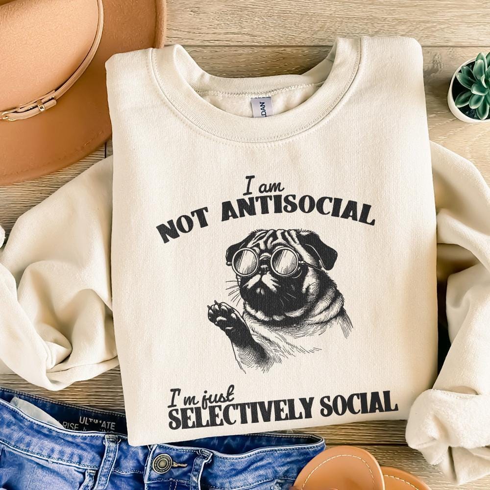 Selectively Social Antisocial PNG, Funny Trendy Introvert Design - 300