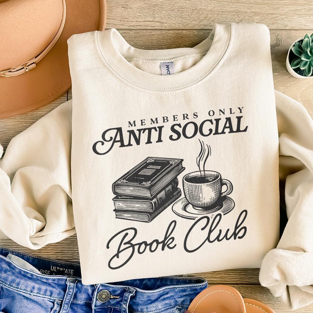 Anti Social Book Club PNG, Introverted Reader Sublimation - 300 DPI