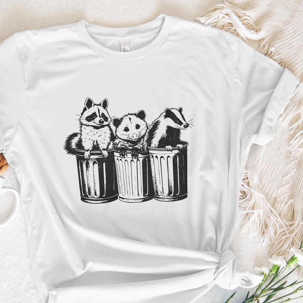 Raccoon in Trash Can PNG, Funny Trash Panda Clipart - 300 DPI Design for