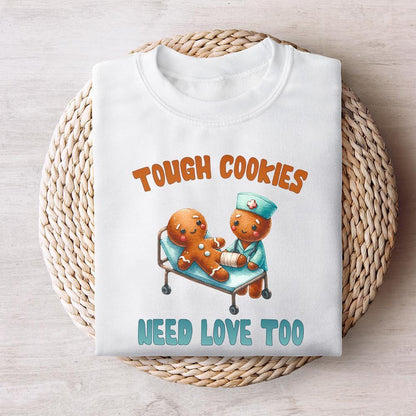 Tough Cookies Need Love Too PNG, Cute Gingerbread Nurse Design - 300 DPI