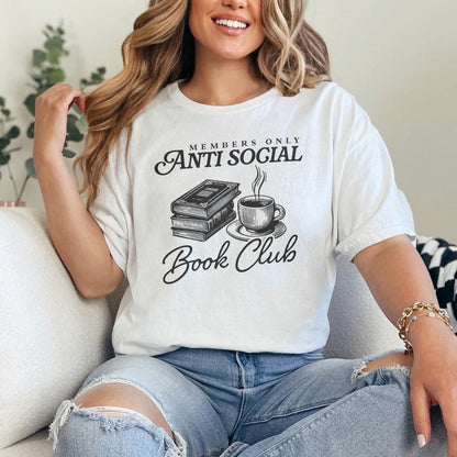 Anti Social Book Club PNG, Introverted Reader Sublimation - 300 DPI