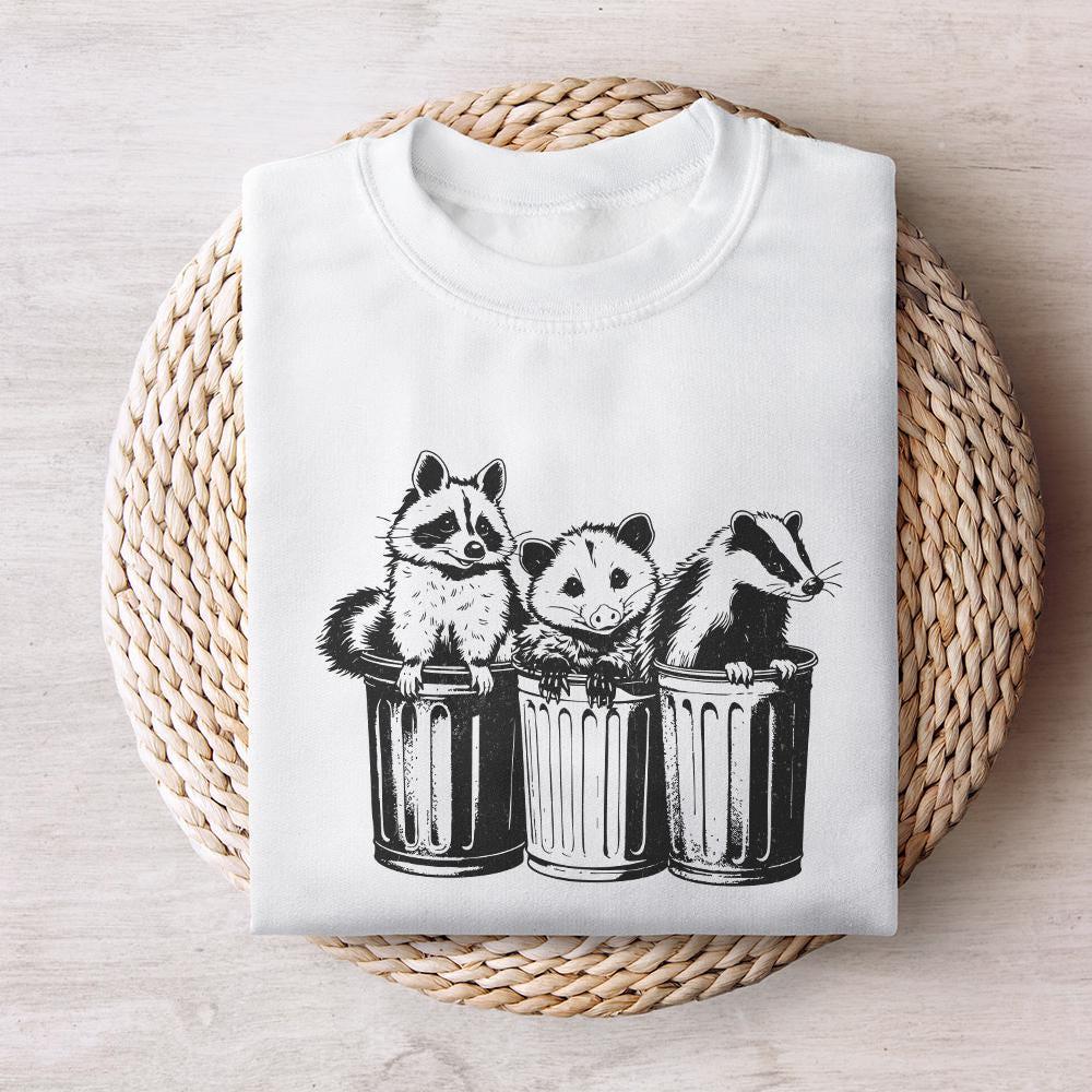 Raccoon in Trash Can PNG, Funny Trash Panda Clipart - 300 DPI Design for