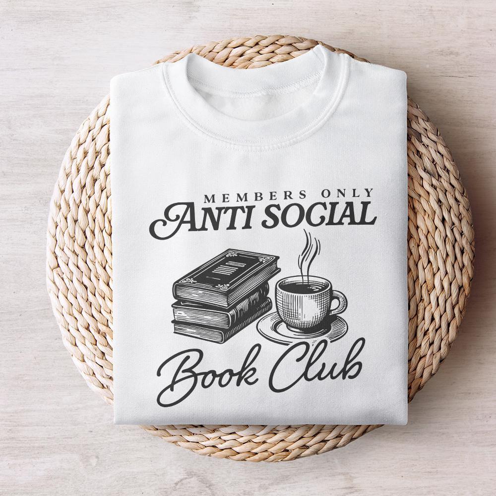 Anti Social Book Club PNG, Introverted Reader Sublimation - 300 DPI