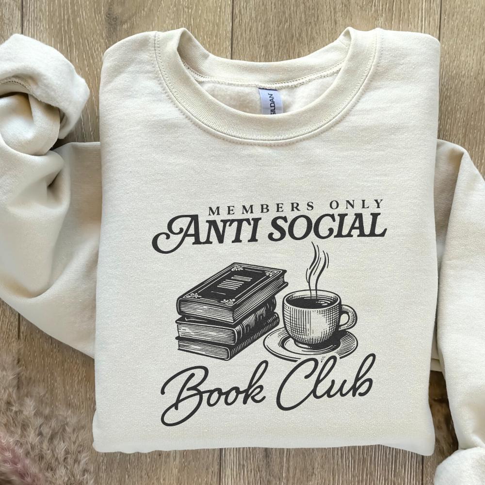 Anti Social Book Club PNG, Introverted Reader Sublimation - 300 DPI