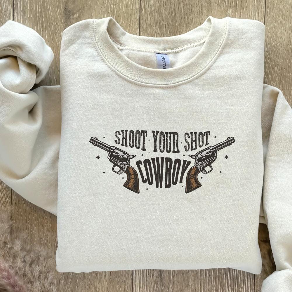 Shoot Your Shot Cowboy Digital Download, Western PNG Design - 300 DPI
