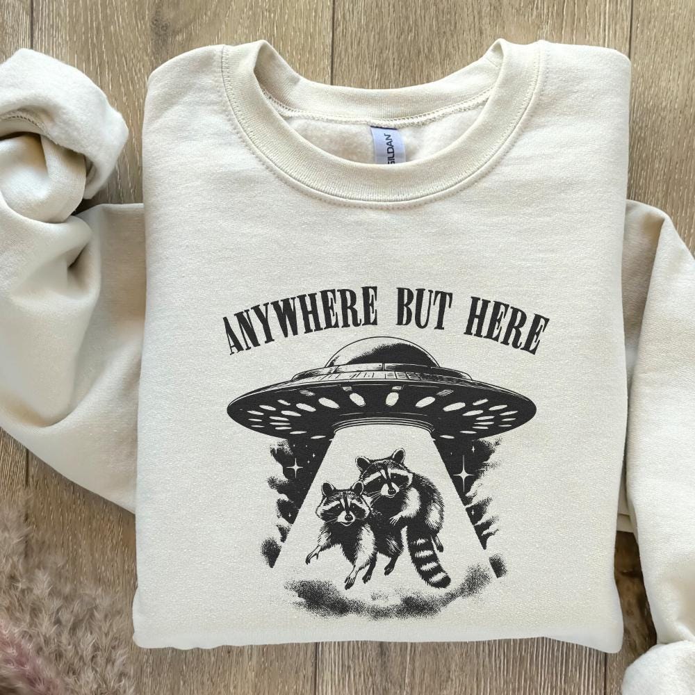 Raccoon and UFO PNG, Sarcastic Space PNG - 300 DPI Design for T-Shirt