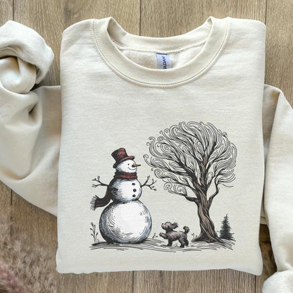 Christmas Snowman with Dog PNG, Snowman Shirt Design - 300 DPI Design for