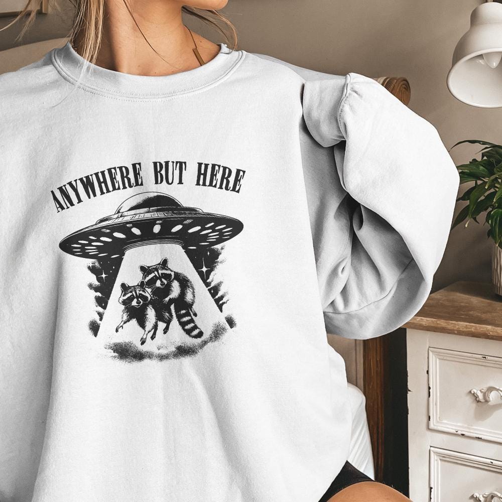 Raccoon and UFO PNG, Sarcastic Space PNG - 300 DPI Design for T-Shirt