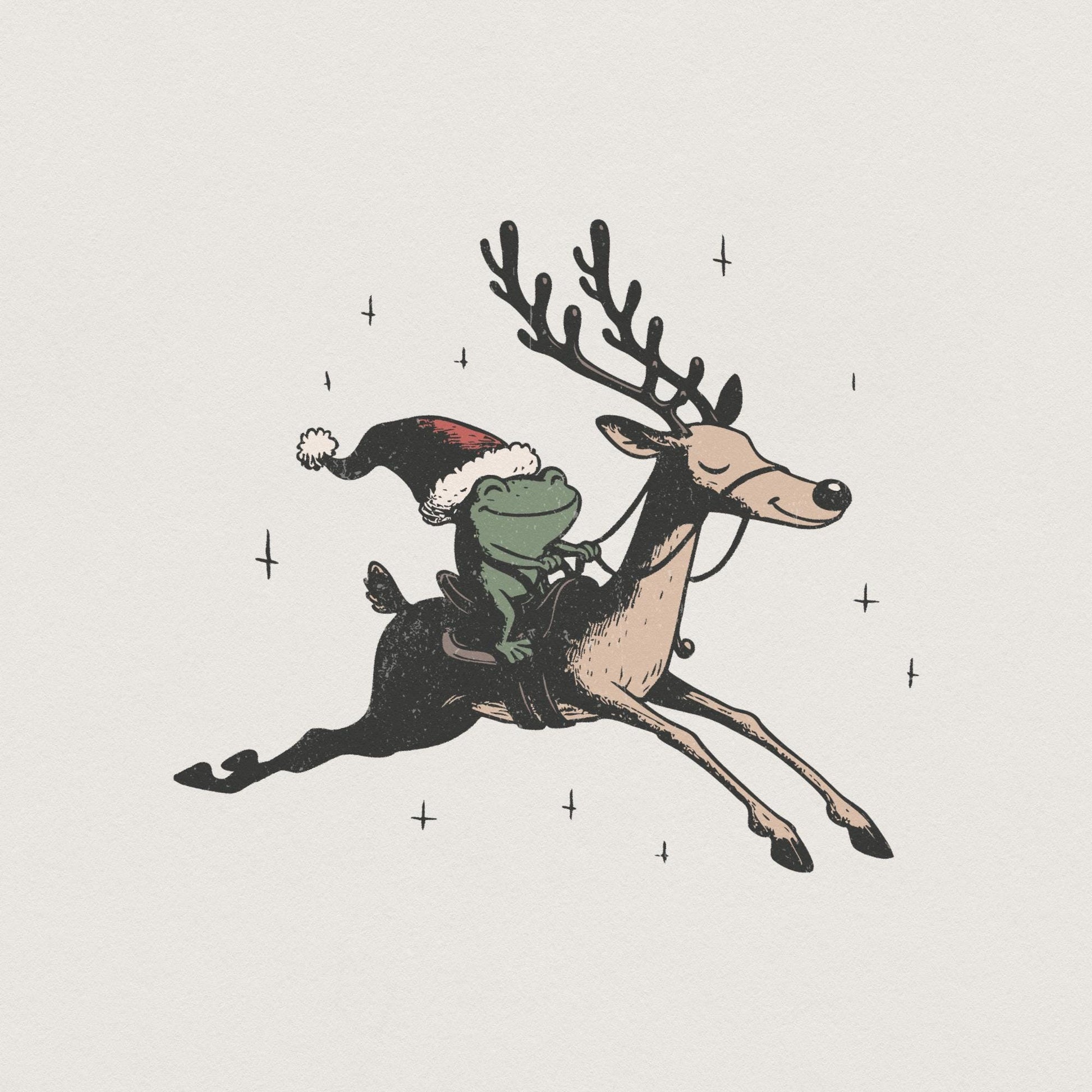 Funny Christmas Frog PNG, Retro frog Sublimation - 300 DPI Design for