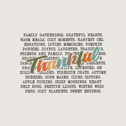 Thankful Words PNG, Thanksgiving png - 300 DPI Design for T-Shirt
