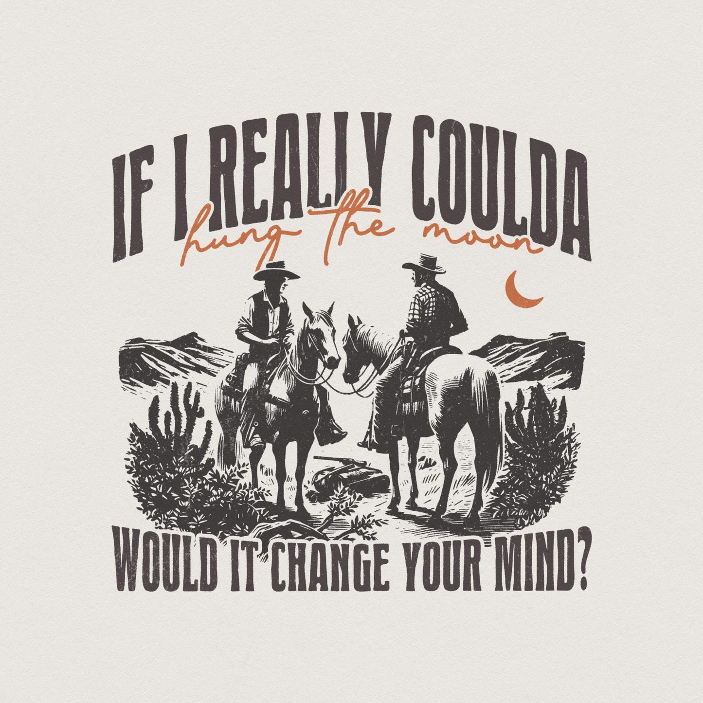 Hung The Moon Digital Download, Western PNG Designs - 300 DPI Design for