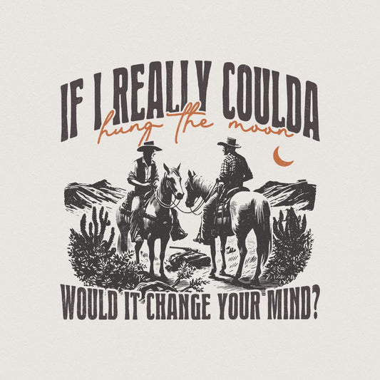 Hung The Moon Digital Download, Western PNG Designs - 300 DPI Design for