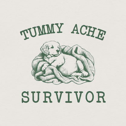 Tummy Ache Survivor PNG, Cute Bunny Puppy - 300 DPI Design for T-Shirt