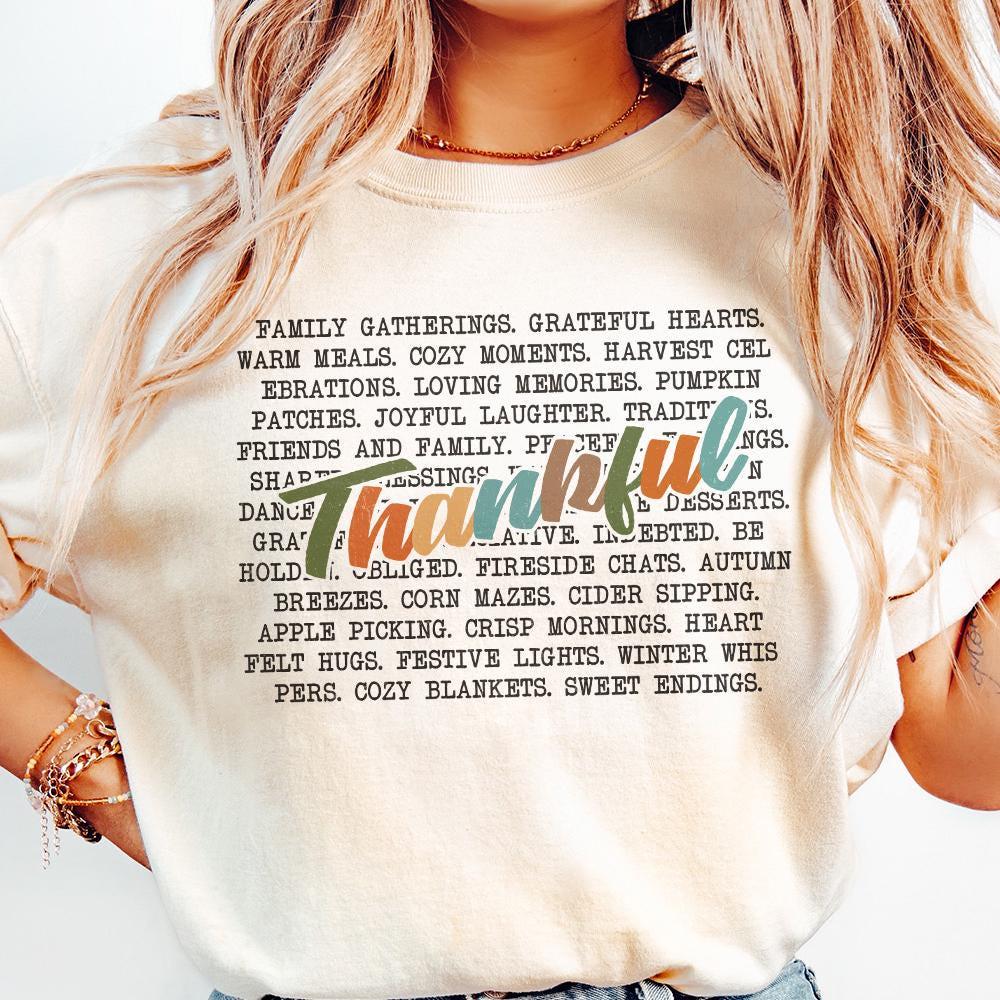Thankful Words PNG, Thanksgiving png - 300 DPI Design for T-Shirt