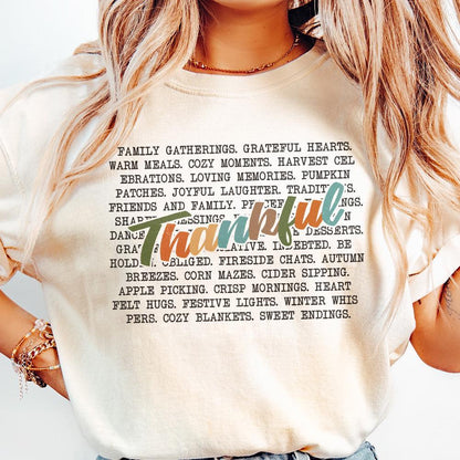 Thankful Words PNG, Thanksgiving png - 300 DPI Design for T-Shirt