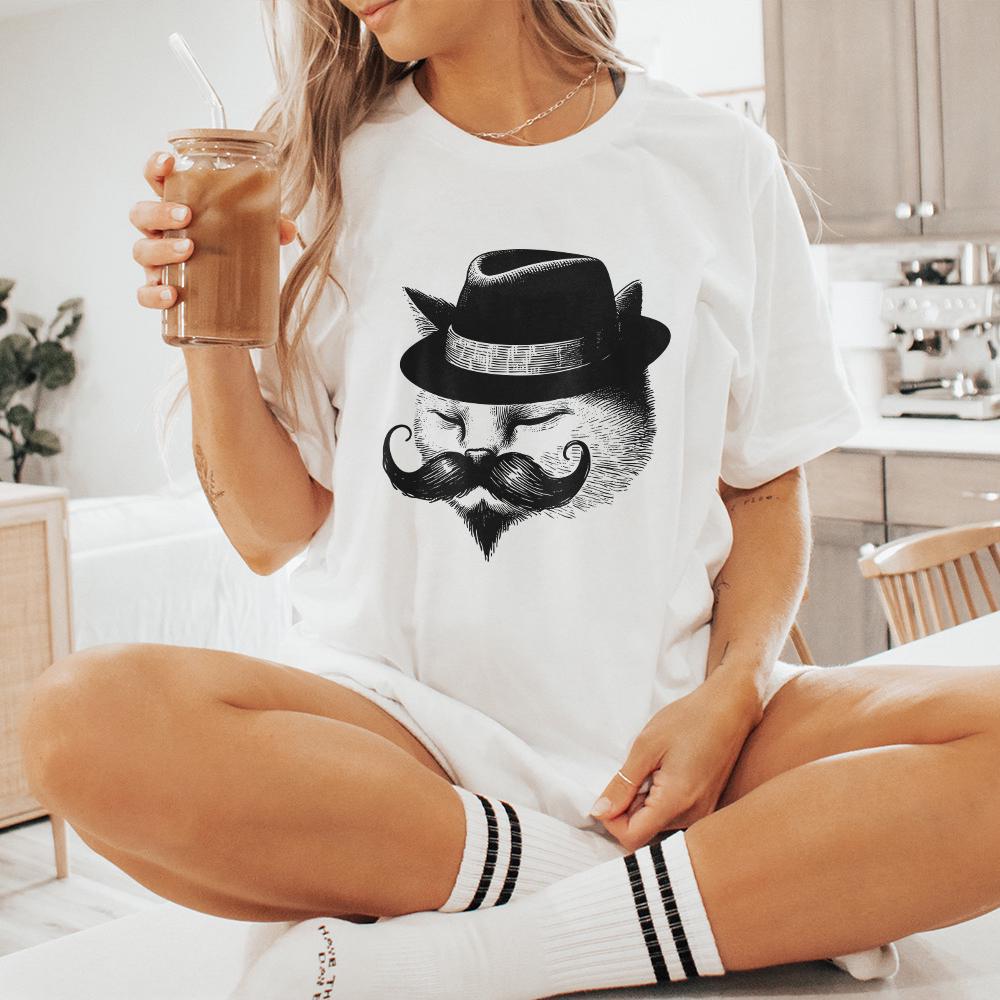 Cute Vintage Gentleman Cat, Handdrawn Style Cat - 300 DPI Design for