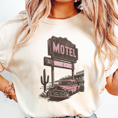 Romance Reader Motel PNG, Trendy Vintage Bookish Retro Art - 300 DPI