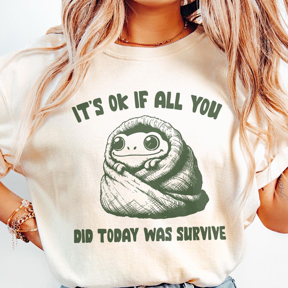 Trendy Mental Health PNG, Cozy Frog Clipart - 300 DPI Design for T-Shirt