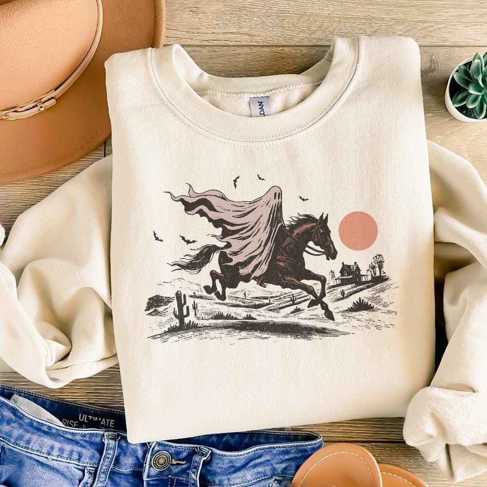 Cowboy Ghost Horse PNG, Halloween Shirt Digital Download - 300 DPI Design