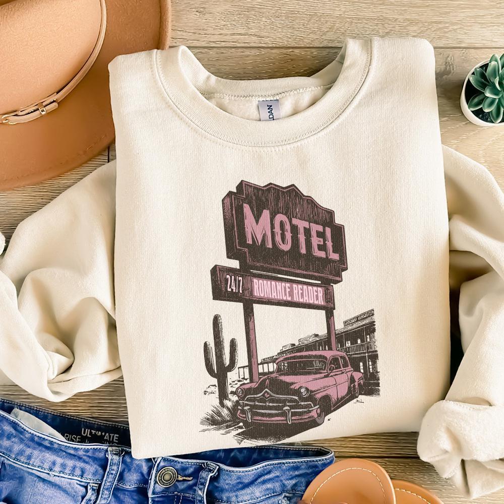 Romance Reader Motel PNG, Trendy Vintage Bookish Retro Art - 300 DPI