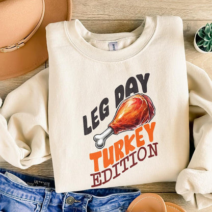 Retro Leg Day Turkey Edition PNG, Thanksgiving Design - 300 DPI Design